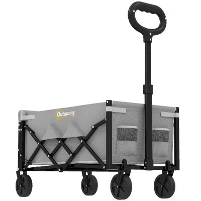 Outsunny Foldable Wagon Cart 80L with Tailgate Grey