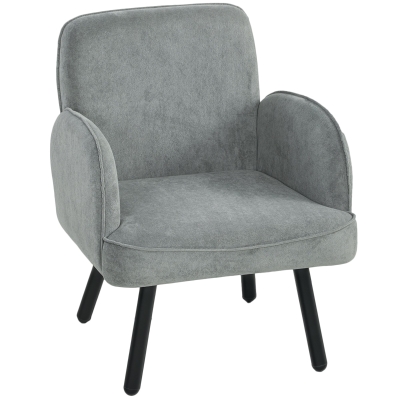 HOMCOM Velvet Lounge Chair Spring Cushion Living Room Grey