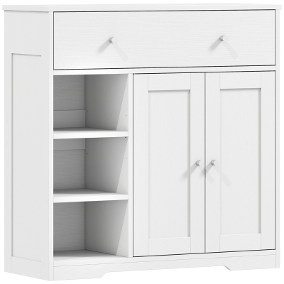 HOMCOM Bathroom Floor Cabinet Drawer Shelves White