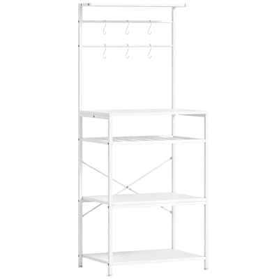 HOMCOM Industrial Storage Shelf Wine Rack 6 Hooks White