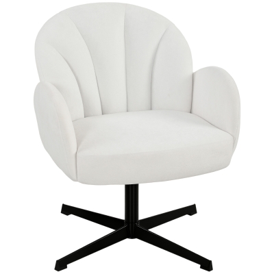HOMCOM Swivel Shell Accent Chair Metal Base Cream White