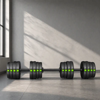 SPORTNOW Ensemble Haltères 2-en-1 30kg Barre Longue Noir/Vert