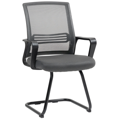 HOMCOM Ergonomic Office Chair Sled Base Padded Dark Grey