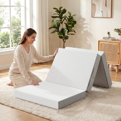 HOMCOM Materasso Pieghevole 195x75 cm in Memory Foam, Bianco