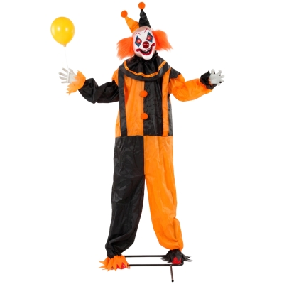 HOMCOM Life Size Animated Clown Halloween Decor 190cm