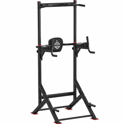 Power Tower Dip-Station Klimmzugstange, doppelte dreieckige Basis, multifunktional, 107.4x81.3x235 cm, Schwarz