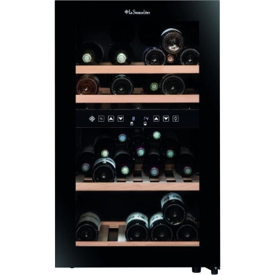 Cave a vin de service - LA SOMMELIERE - SLS45DZ - 45 bouteilles - Porte vitrée - Classe G - 49,5 x 58 x 84 cm - Noir
