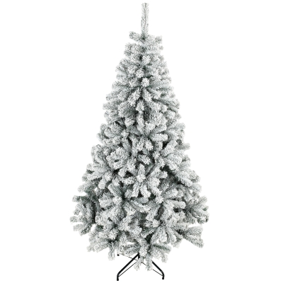 HOMCOM Verschneiter Weihnachtsbaum 180 cm mit 650 feuerhemmenden PVC-Spitzen gelenkige Zweige schneller Aufbau Grün und Weiß