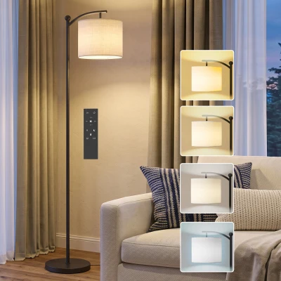 HOMCOM LED Floor Lamp Dimmable with Remote Black