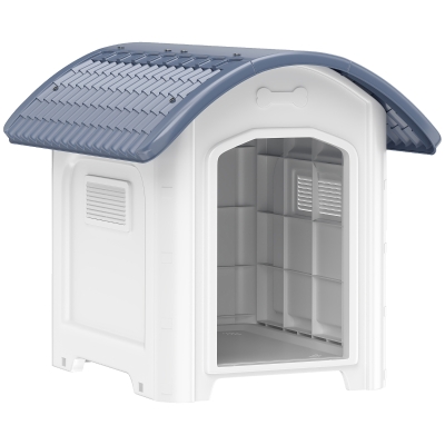 PawHut Niche Chien Extérieur Plastique Toit Imperméable Gris