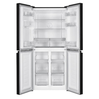 Réfrigérateur 4 portes avec distributeur d'eau - 464L - Total No Frost - L79 cm x H 180 cm - Noir - Classe D