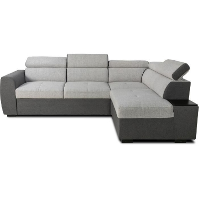Canapé d'angle convertible réversible - 4/5 places - KELIO - Tissu Anthracite/Gris - 3 tétieres - 245 x 184 x 77/87 cm