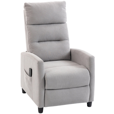 HOMCOM Sillón de Masaje Reclinable con Reposapiés 2 Zonas de Masaje Respaldo Alto Bolsillos Tapizado en Chenilla Gris