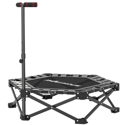 SPORTNOW Trampolín de Fitness Plegable 104 cm con Barra Ajustable en 3 Alturas Marco Metálico Reforzado y Bolsa 104x104x114 cm