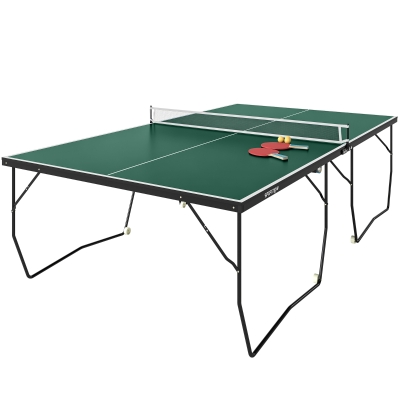 SPORTNOW 9FT Folding Table Tennis Table Indoor with Wheels Green