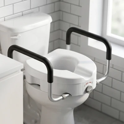 HOMCOM Rialzo WC per Anziani con Maniglie Antiscivolo, Bianco