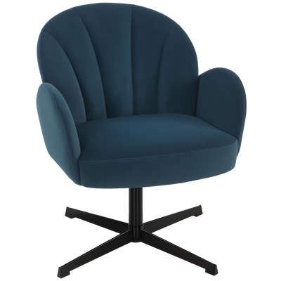 HOMCOM Swivel Shell Accent Chair Metal Base Dark Blue