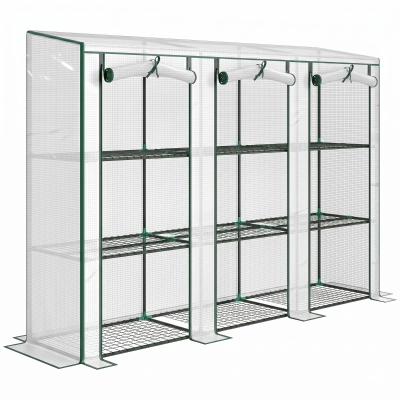 Outsunny 3-Tier Garden Greenhouse with Zip Doors White