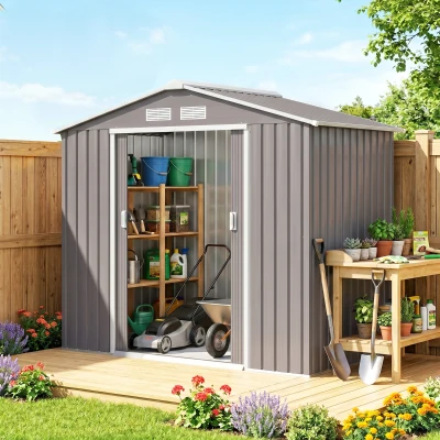 Outsunny Gereedschapsschuur tuinhuisje opbergruimte voor gereedschappen tuinkast gereedschapskast metaal