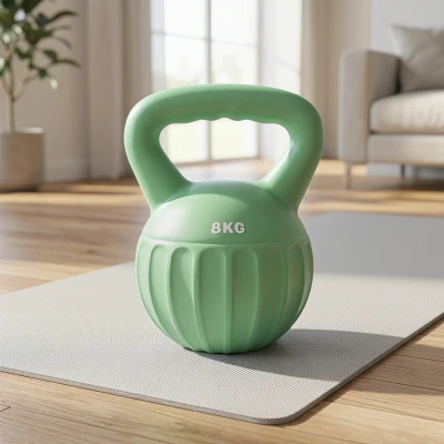 SPORTNOW Kettlebell 8kg Poignée Antidérapante Musculation Vert