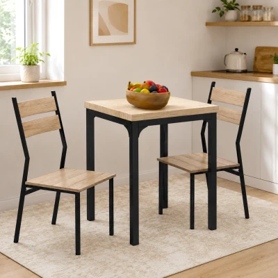 HOMCOM Set Table et Chaises Industriel Acier et MDF