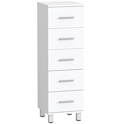 HOMCOM Cassettiera a 5 Cassetti per Camera in Legno Bianco