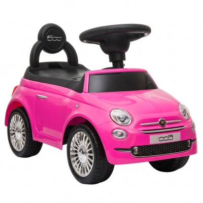 AIYAPLAY Coche empujable para niños 12-36 meses con licencia Fiat, música, claxon y compartimento bajo asiento en PP, Rosa