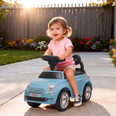 AIYAPLAY Voiture Pousser Enfant Fiat 12-36M Musique Coffre Bleu