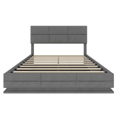 Hydraulic Platform with Spacious Under-Bed Storage, 140L x 192W x 115H cm, Gray