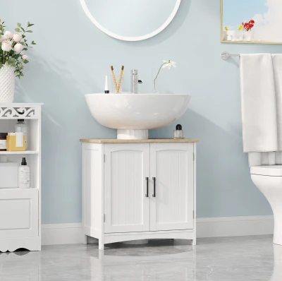 kleankin Meuble Sous-Lavabo Moderne Bois 60x30x60 cm Blanc