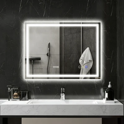 HOMCOM Miroir LED Salle de Bain 60x80cm Anti-Buée Argent