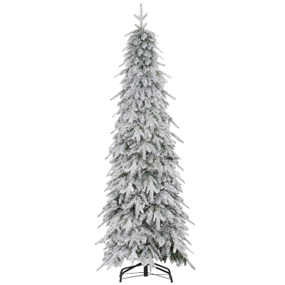 HOMCOM Brad de Crăciun artificial 180 cm, cu aspect natural, 600 de crenguțe dense, zăpadă artificială, deschidere automată