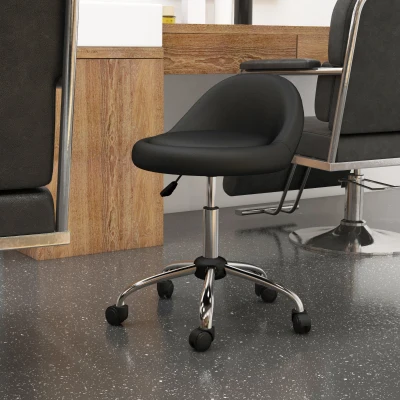 HOMCOM Taburete con Ruedas Taburete Giratoria con Altura Ajustable Taburete Cosmética Dentista Peluqueria Ø50x63-83 cm Negro