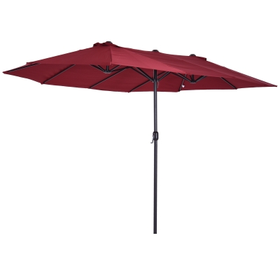 Outsunny Ombrellone Doppio 455L x 265P x 238A cm Rosso vino