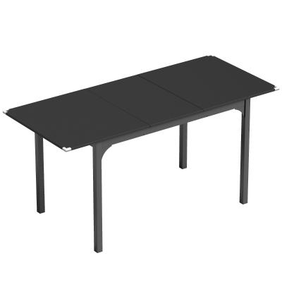 HOMCOM Table Pliante Extensible 4-6 Pers. Acier Noir