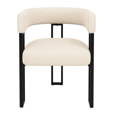 Fabric Dining Chairs 4-Piece Set with Ergonomic Curved Back, 51.5L x 54W x 72H cm, Beige