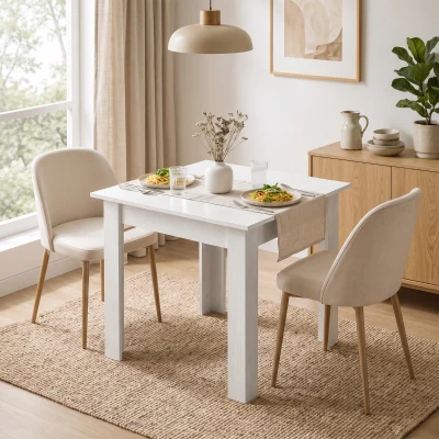 HOMCOM Modern Square Dining Table Wood Effect White