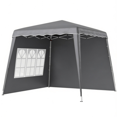 Outsunny Carpa Plegable Pop-up 2,89x2,89m Cenador Pabellón de Jardín con Paredes Laterales Altura Ajustable Protección UV50+ Gris