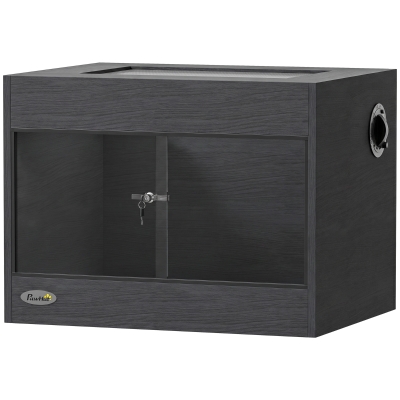 PawHut Terrarium Bois OSB 60x45x45cm Porte Verre Noir Sécurisé