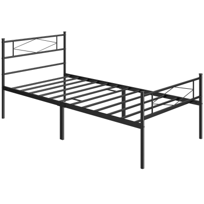HOMCOM Single Metal Bed Frame 32cm Storage Black 3ft