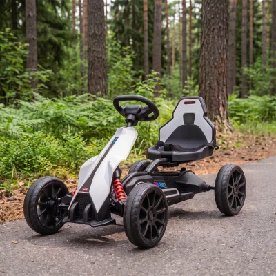 HOMCOM Kart Électrique Enfant 12V Siège Réglable Blanc