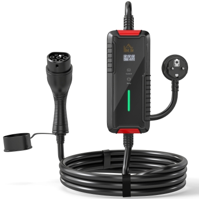 HOMCOM Chargeur Voiture Électrique Type 2 3,5kW Câble 5m