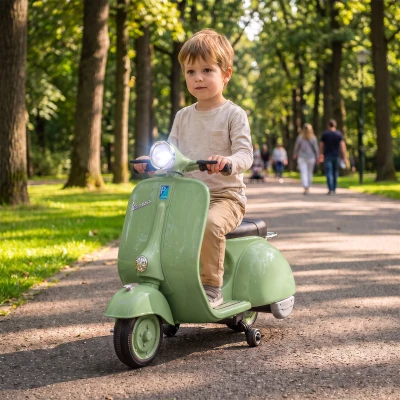 AIYAPLAY Moto Enfant VESPA 7.2V 3-5km/h Rotelles Vert 30kg