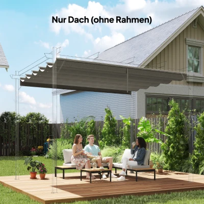 Outsunny Ersatzdach für 3 x 3 m Pergola, einziehbar, mit Regenabflusslöchern, wetterfest, Polyester, 250 x 255 cm Hellgrau