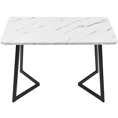 Modern Dining Table and 4 Chairs Set with Marble-Effect MDF Top, 44L x 41W x 86H cm, Grey