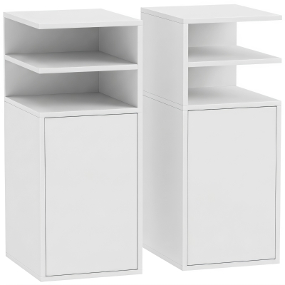 HOMCOM Slim Bedside Cabinet Set of 2 with Storage White
