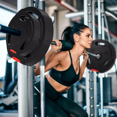 SPORTNOW Zestaw 4 ciężarków do hantli, 2 x 5 kg/10 kg, zestaw obciążników do sztangi 2,5 cm, średnica otworu 30 mm, kolor czarny