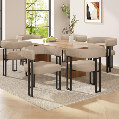 6-Piece Dining Chairs Set with Ergonomic Curved Backrest, 51.5L x 54W x 72H cm, Brown