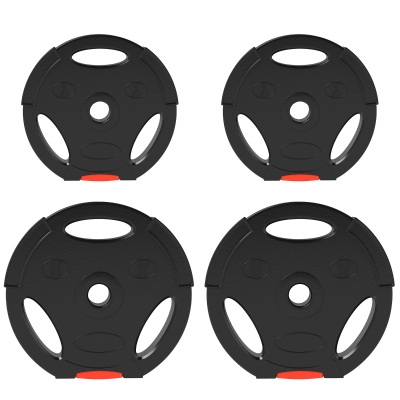 SPORTNOW Zestaw 4 ciężarków do hantli, 2 x 5 kg/10 kg, zestaw obciążników do sztangi 2,5 cm, średnica otworu 30 mm, kolor czarny