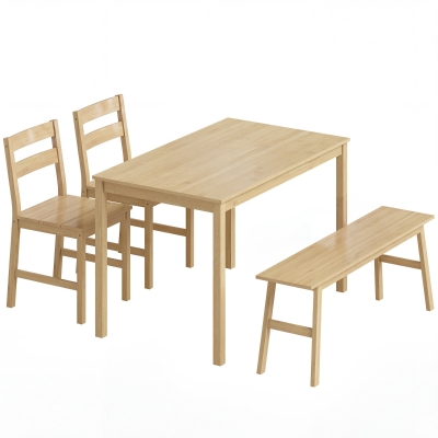 HOMCOM Ensemble Salle à Manger Bambou 4 Pers. Table, Chaises, Banc